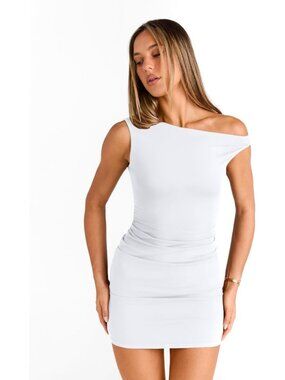 〽️Women's White Summer Going Out Off The Shoulder Pull On Bodycon Mini Dress